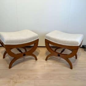 Pair of Large Tabourets, Beech wood, France circa 1860