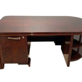 Executive Desk and Chair, Art Deco, Rosewood Veneer, France, 1930s