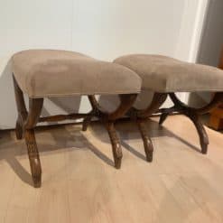 Set of Two Antique Stools - Next to Each Other Front Angle - Styylish