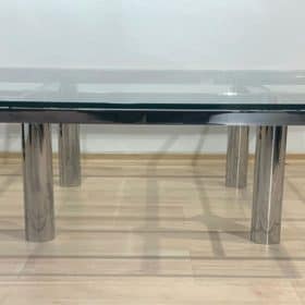 Mid-Century Italian Coffee Table by Afra & Tobia Scarpa, Chromed and Glass, circa 1970