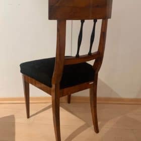 Biedermeier Chair, Walnut Veneer, Black Velvet, South Germany, circa 1820