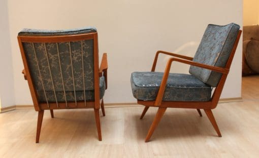 Pair of Mid Century Armchairs - Front and Side View - Styylish