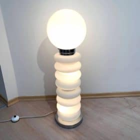 Mid-Century Table Lamp, White Opaline Glass, Germany 1970s