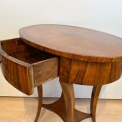 Oval Biedermeier Side Table with Drawer - Drawer Open - Styylish