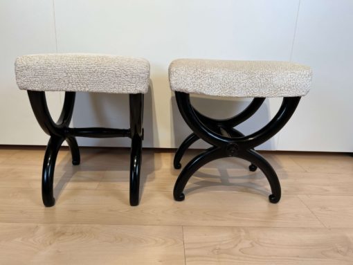 Pair of Antique Stools - Front and Side Perspective - Styylish