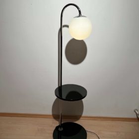 Bauhaus Floor Lamp, Nickel-Plated and Black Lacquer, Germany circa 1930
