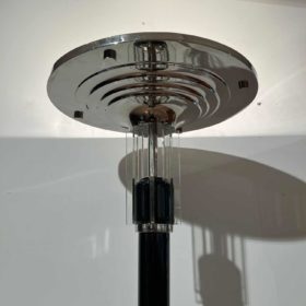 Art Deco Style Floor Lamp, Black Lacquer, Nickel-Plate and Glass, France circa 1930
