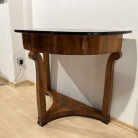 Biedermeier Demi-Lune Console Table, Walnut Veneer, Maple, Austria circa 1830