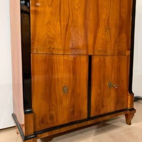 Biedermeier Secretaire, Cherry Veneer, Ebonized, Brass, South Germany circa 1820