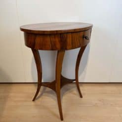 Oval Biedermeier Side Table with Drawer - Drawer Closed Full Profile - Styylish