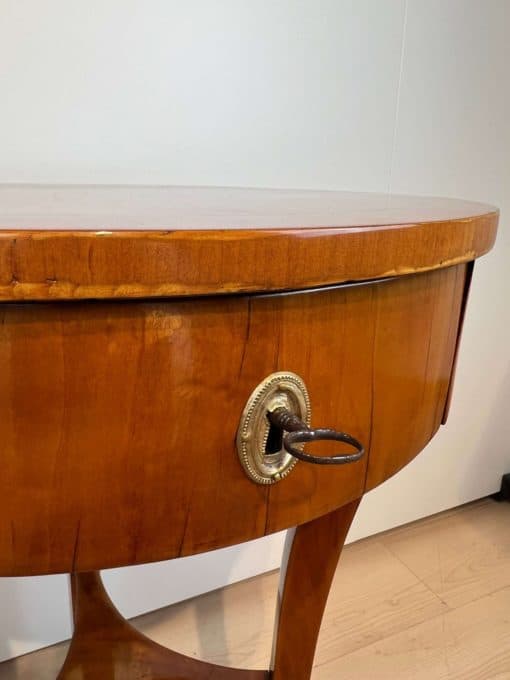 Round Biedermeier Side Table - Keyhole and Key Detail - Styylish
