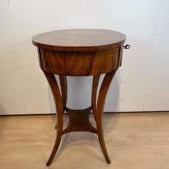 Oval Biedermeier Side Table with Drawer - Side View - Styylish
