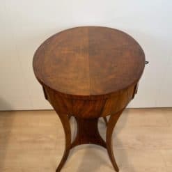 Oval Biedermeier Side Table with Drawer - Walnut Veneer - Styylish