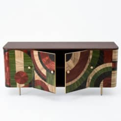 Solomia Straw Marquetry Credenza- with middle doors open- Styylish