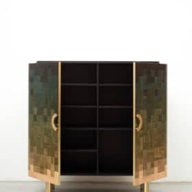 Natura Cabinet Forest, Straw Marquetry, Handmade