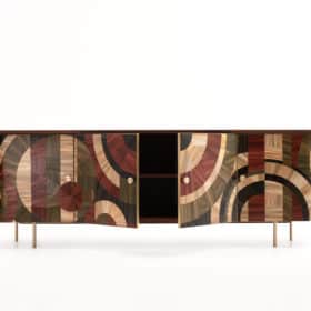 Modern Credenza with Straw Marquetry, Solomia Series, Color Scheme 1, Handmade
