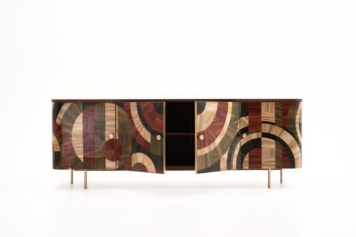 Modern Credenza with Straw marquetry- middle doors open- Styylish