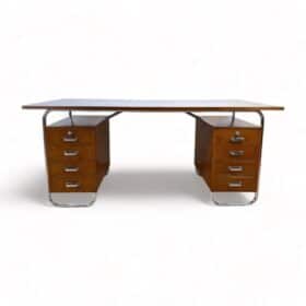 Bauhaus Desk by Mücke-Melder, Steel Tubes and Oak Veneer, Czechoslovakia circa 1940
