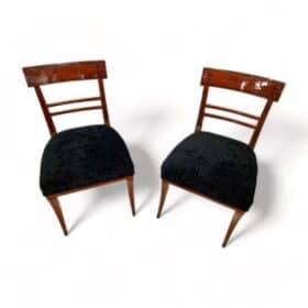 Neoclassical Side Chairs, Mahogany, Ebony, Velvet, Vienna, circa 1820