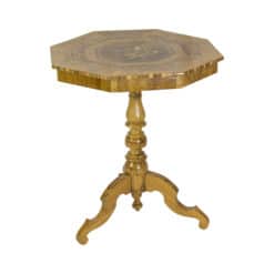Marquetry Side Table- view of central leg- Styylish
