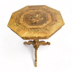 Marquetry Side Table, 19th Century Late Biedermeier