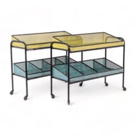 Pair of Perforated Metal Console Tables, 1950s