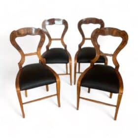 Set of Four Walnut Biedermeier Chairs, 1830