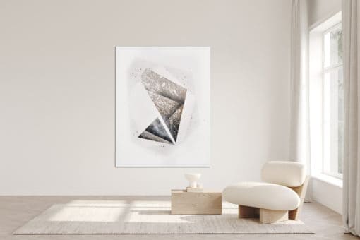 Modern Artwork by Alicja Wasilka- in a white room with a coffee table- Styylish