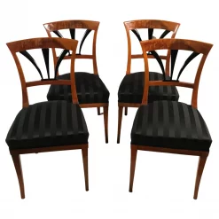 Set of four Biedermeier Walnut Chairs- Styylish