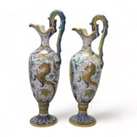 Early 20th Century Italian Deruta Ceramic Amphorae, Set of 2