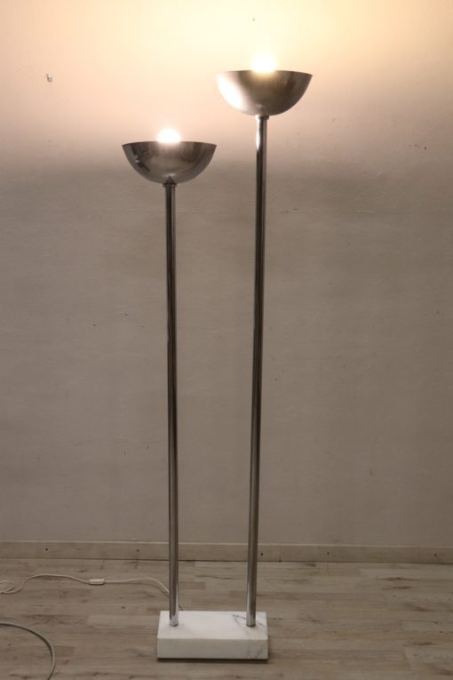 Chrome and Marble Floor Lamp - with Lights on - Styylish