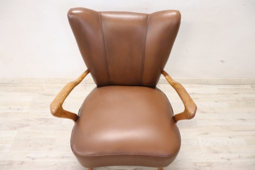 Italian Mid-Century Armchair - Faux Leather Detail - Styylish
