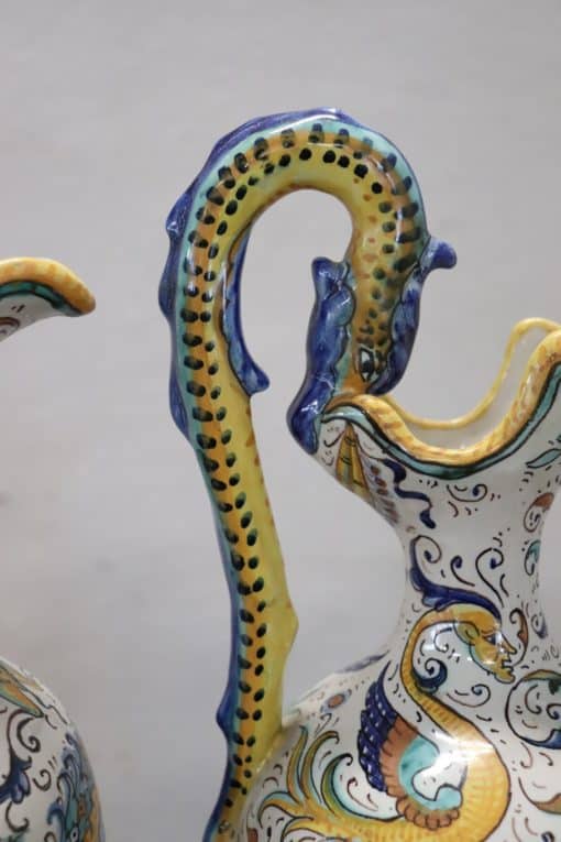Italian Deruta Ceramic Amphorae - Hand Painted Handle Detail - Styylish