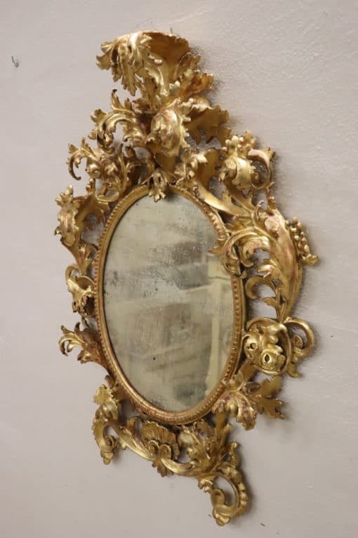 Carved Gilded Wood Mirror - On Wall - Styylish