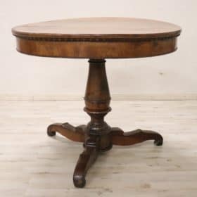 Charles X Round Table, Solid Walnut, 19th Century