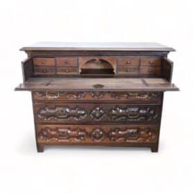 17th Century Italian Louis XIV Carved Walnut Antique Commode or Chest of Drawers