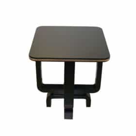 Four-Legged Art Deco Side Table, Black Lacquer and Metal, France circa 1930