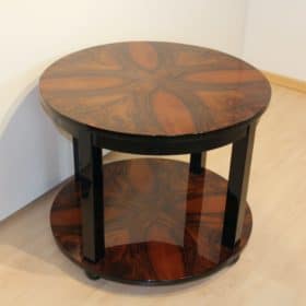 Art Deco Sofa Table, Walnut Veneer and Black Lacquer, France circa 1930