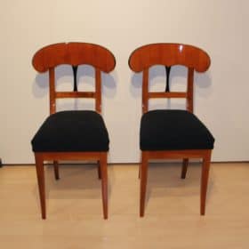Pair of Biedermeier Shovel Chairs, Cherry Veneer, South Germany circa 1820