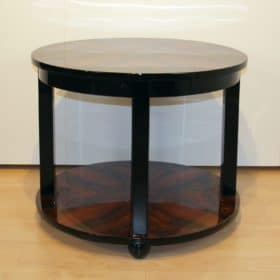 Art Deco Sofa Table, Walnut Veneer and Black Lacquer, France circa 1930