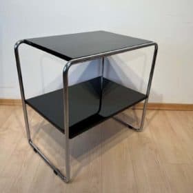 Bauhaus Shelf by Mauser, Tubular Steel and Black Lacquer, Germany 1940s