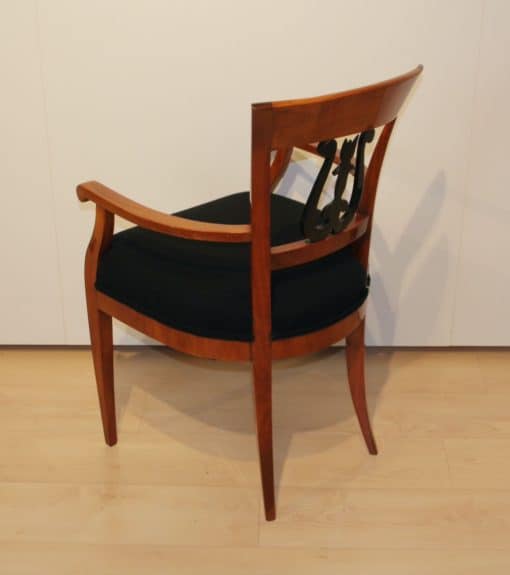 Cherry Wood Biedermeier Armchair - Backrest Decor Detail - Styylish