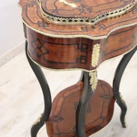 19th Century French Napoleon III Planter Table with Inlaid Wood with Golden Bronzes
