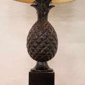 Vintage Brown Pineapple Ceramic Table Lamp, 1970s