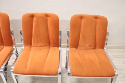 Set of Four Chairs - Orange Upholstery - Styylish