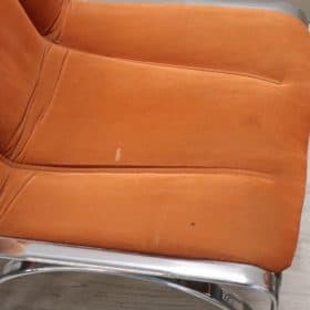 Italian Design Set of Four Chairs in Chromed Metal and Orange Velvet, 1970s