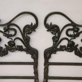 French Art Nouveau Double Bed in Cast Iron