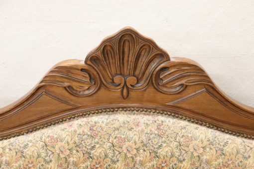 Carved Walnut Antique Settee - Wooden Frame - Styylish