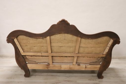 Carved Walnut Antique Settee - Back of Frame - Styylish