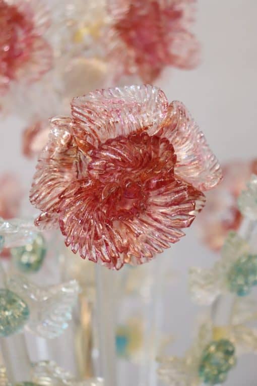 Murano Glass Chandelier - Colored Glass Flower Detail - Styylish